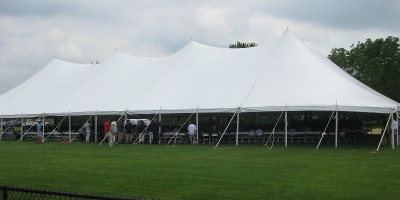 A large tent in a field