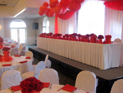 Carpeted Stage raises head table